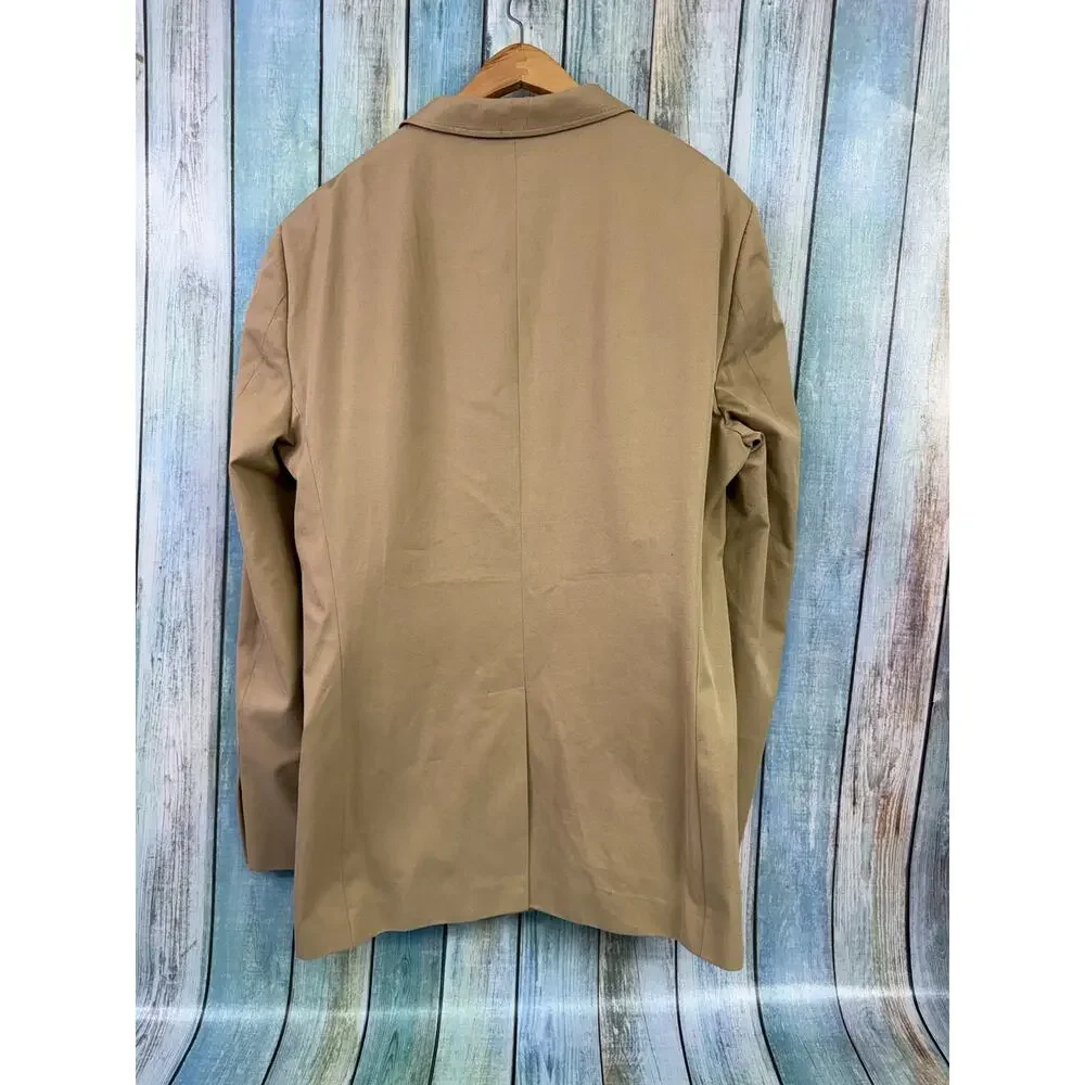J Crew Tan Blazer Size 44L Italian Fabric Cotton 3 Button Summer Sports Coat
